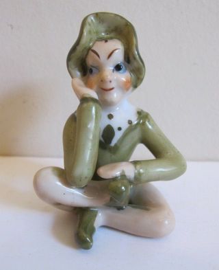 Vintage Pixie Elf Figurine Japan Green Ceramic/porcelain 4 "