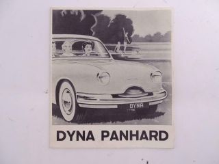 Vintage Dealer Brochure Automobile Car Dyna Panhard 1950s Booklet Poster Old