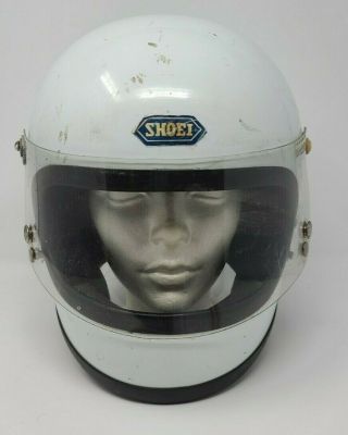 Vintage 1977 White Shoei S - 12 Full Face Motorcycle Helmet Size M