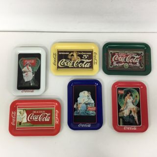 6x Small Coca - Cola Metal Trays With Vintage Advertisements 412