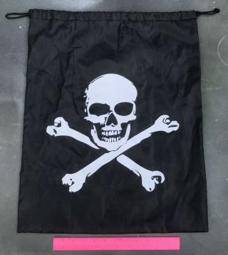 Pirate Flag Bag - Jolly Roger - 18”x22” - Trick Or Treat Skull Bag - Black Nylon