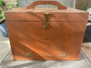 Antique Vintage Wooden Wood Tackle Box With Mac - Dan Lure And Afi Gold Lure Hooks