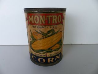 Antique Food Advertising Tin Mon - Tro Corn Dodge City Hutchinson Kans
