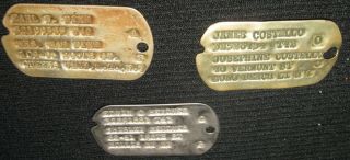 Three Different York Area Army Dog Tags From Wwii