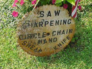 Vintage SAW SHARPENING SERVICE 2 Sided Hand PAINTED Saw BLADE TRADE SIGN 3