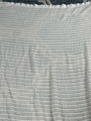 Vtg Soft Acrylic Blanket Satin Trim Ivory Creme Waffle Weave USA 84x82 2