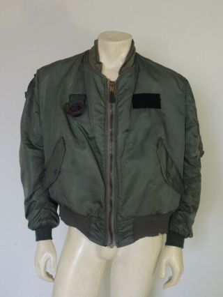Vintage 1983 Ma - 1 Flight Jacket Mil - J - 8279f Distressed Alpha Patches Size Xl