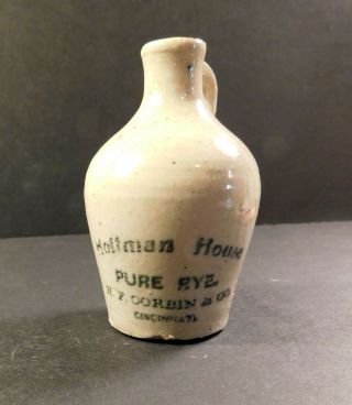 Hoffman House,  Cincinnati,  Stoneware Mini Whiskey Jug,  Pre - Prohibition