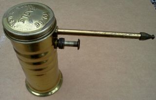 Eagle No.  66 Vintage Brass Oil Can,  Finger Pump,  Straight Nozzle,  5 " Vg Condion