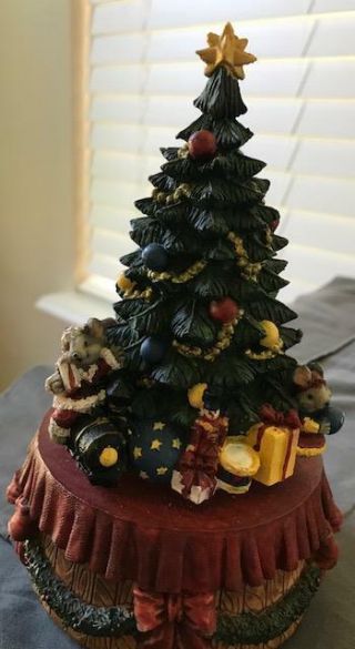 Music Box Christmas Tree " We Wish You A Merry Christmas " Ceramic 7 " Tall 25g