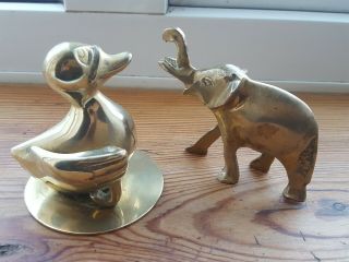 Lovely Retro Vintage Solid Brass Animals Bottle Opener Elephant And Duck Figures