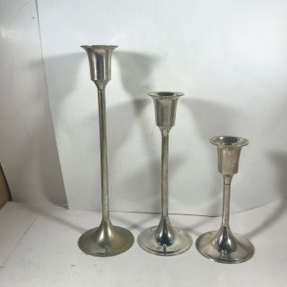 Set Of 3 Silver Plate Candle Stick Holders International Silver Co