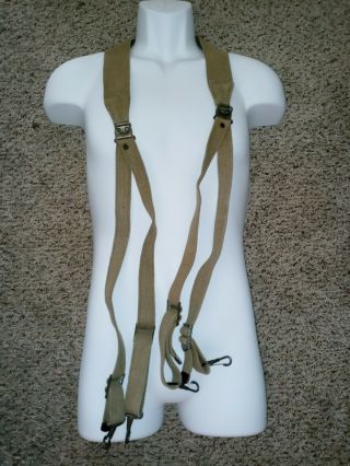 Vintage Us Army Ww2 M1936 M - 1936 Suspenders Dated 1942.  Usgi
