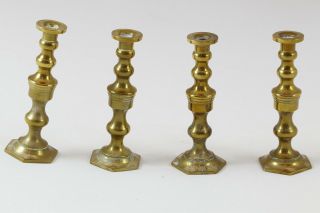 Brass Candlesticks : Set Of 4 Minature Candlesticks (height 72mm)