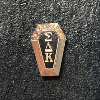 Vintage Sigma Delta Kappa Fraternity Pin 14k Gold With Seed Pearls