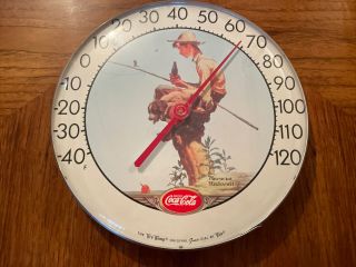 Vintage Coca - Cola Norman Rockwell Thermometer 12 " Jumbo Dial Tru Temp By Tca