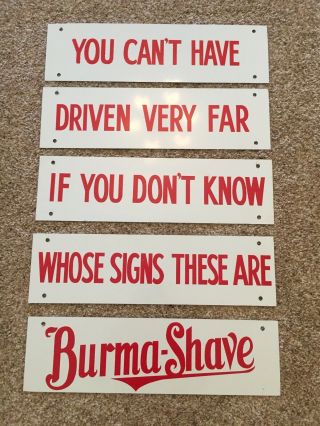5 Vintage Metal Rhyming Burma - Shave Road Advertising Signs Automobile Retro