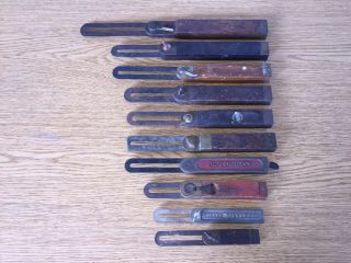 Group Of Nine (9) Vintage/antique Wood/brass/metal Bevel Gauges.  Stanley Plus.
