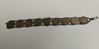 Wwii 1945 Dated British Coin Us Soldiers Sweetheart Souvenir Bracelet - Beauty