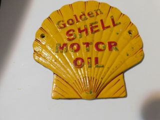 Vintage Shell Motor Oil Cast Iron Sign 7 " X 7 " Gas Station Sign - Estate Fine