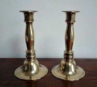 Lovely Vintage Heavy Cast Brass Candlesticks/holders.  19 Cm Tall.