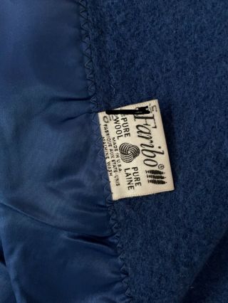 Vintage Faribo Wool Blanket w Satin Trim royal Blue Twin 2