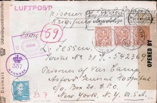 Ww2 German Prisoner Of War Stamped Envelope,  Denmark,  1945