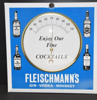Vintage Fleischmann’s Gin Vodka Whiskey Metal Thermometer Bubble Glass