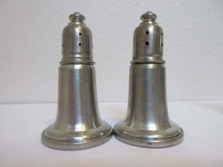 Empire Silver Co Pewter 744 Weighted Salt Pepper Shakers W Glass Liners 1920s