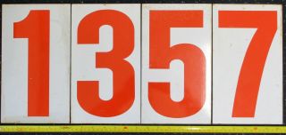 Vintage Gas Station Metal Price Numbers Double Sided Gulf Union 76 1 - 8 Orange