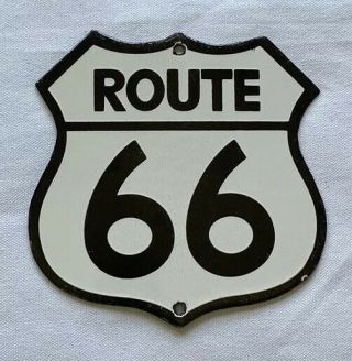 Vintage Route 66 Shield Porcelain Sign Car Gas Oil Truck Gasoline Automobile