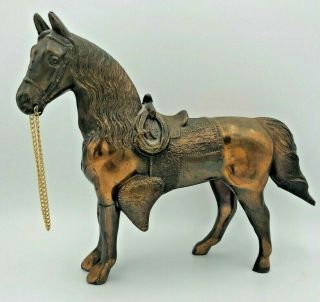 Vintage Cast Metal Carnival Prize Horse - Bronze/copper - Saddle.  10 "