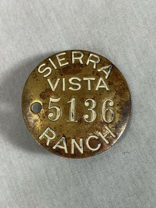 Wwii Era Sierra Vista Ranch - Japanese American Internment Camp - Brass Tag (h4)