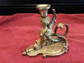 Antique English French Bronze Egyptian Revival Sphinx Candlestick Candelabra