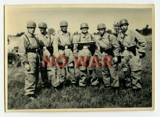 Wwii German Photo Paratroopers Fallschirmjäger Soldiers In Uniform Helmet Mp40