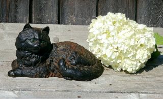 Antique Hubley Black Cat Cast Iron Doorstop 1248