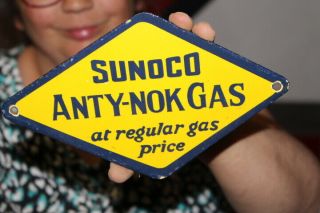 Sunoco Anty - Nok Gasoline Gas Station Porcelain Metal Sign