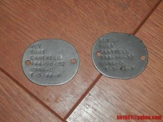 PAIR WW2 USN dog tags 1944 CANTWELL 2