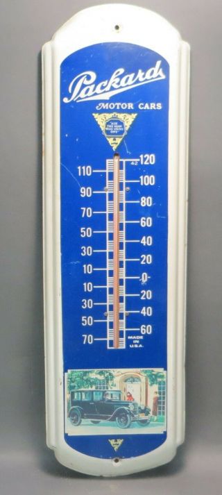 Vintage Packard Motor Car Thermometer Sign 27 X 8
