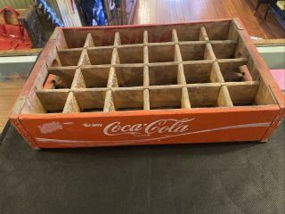 Vintage Red Wooden Coca Cola 24 Bottle Crate Coke Carrier