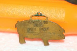 Antique Vintage It Pays To Feed Hogs Right Pig Farm Watch Fob Sign 2