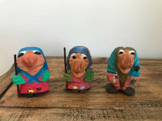 Vintage Troll Henning Hand Carved Painted Wooden Figurines Norway Gnome Figures