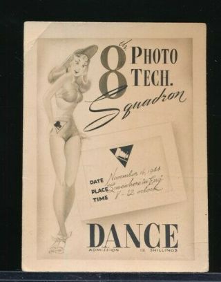 8th Photo Tech Squadron 1944 Ww2 Uk Dance Invitation Photo Gga Girlie Art Vv