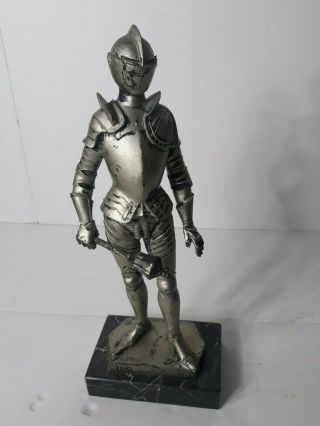 Vintage Depose Statue Of Knight Numbered 110 Made In Italy W Carrara Marble Base