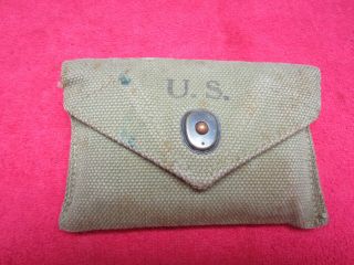 Us Wwii First Aid Pouch Dated 1943 W/ Carlisle Model Battle Dressing