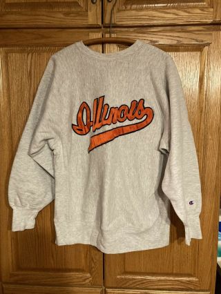 Vintage Champion Reverse Weave Illinois Sweatshirt Xl Made In The Usa