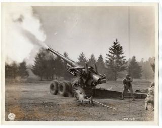 Wwii Us Army 155mm Long Tom Artillery Gun 8x10 News Photo