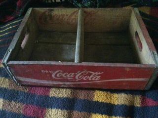 Vintage Coca Cola Coke Wood Case Carrying Crate Soda Pop Bottle Wooden Red 1976