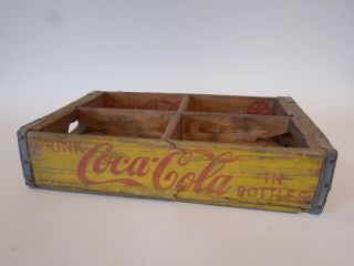 Vintage Yellow Wooden Coca Cola Crate Clovis Mexico Holds 24 Bottles Coke