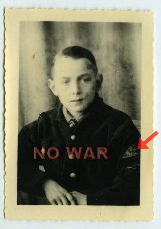 Wwii German War Photo Boy From Youth Organisation W Triangle Patch